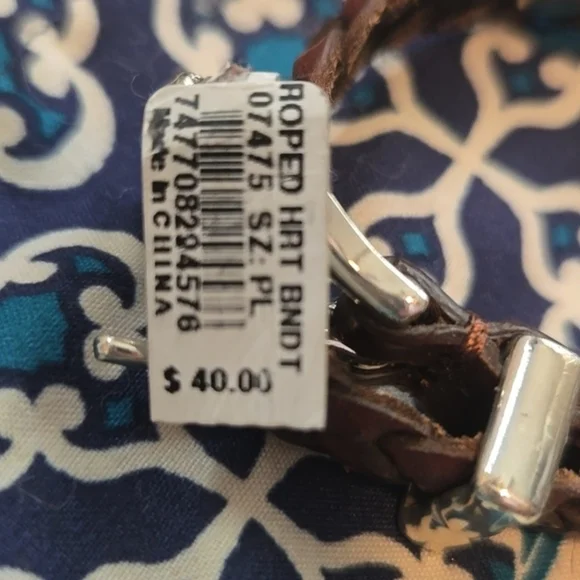 Brighton Vintage Roped Heart Braided Bandit Brown Leather Bracelet NWT - Picture 3 of 6